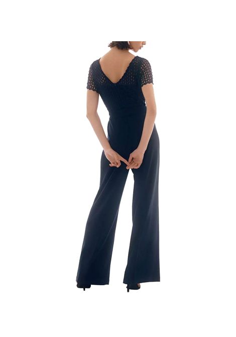 Tuta Joseph Ribkoff donna 251715 Blu pizzo macramè gamba larga fusciacca maniche corte bordo smerlato JOSEPH RIBKOFF | Tute | 2517152166